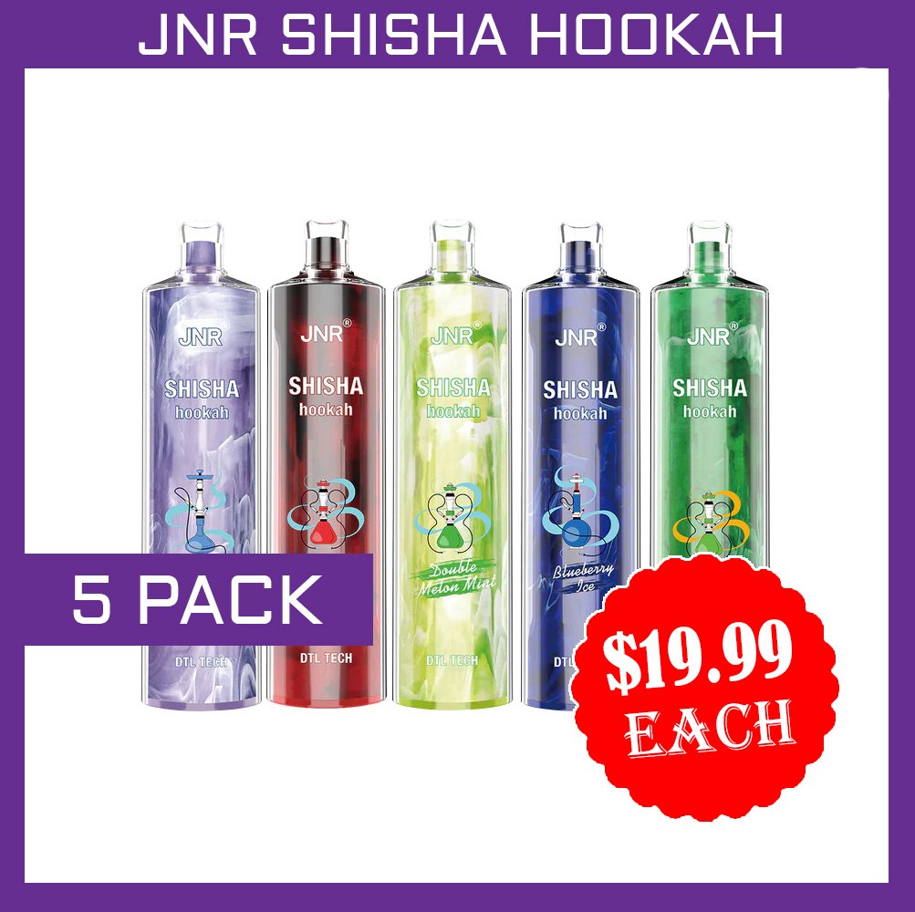 JNR SHISHA HOOKAH – 12000 PUFFS – 5 PACK