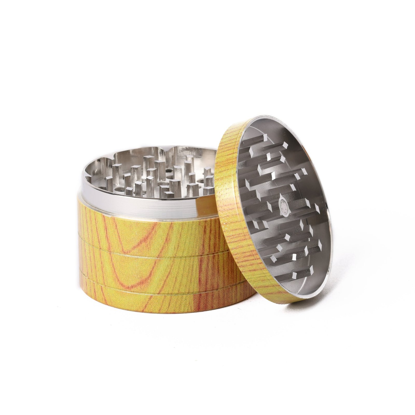 60MM LIGHT TIMBER LOOK, 4PC METAL HERBA GRINDER - Image 3