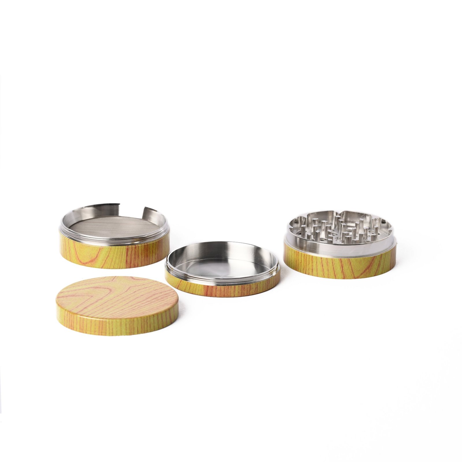 60MM LIGHT TIMBER LOOK, 4PC METAL HERBA GRINDER - Image 5
